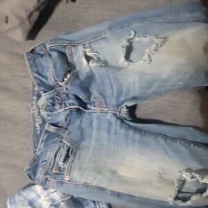 American Eagle Outfitters Light Blue Distressed Boot Cut Jeans